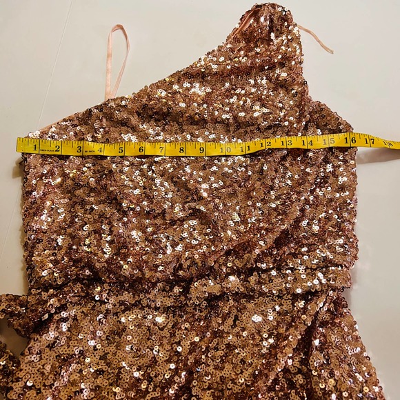 Aidan Mattox One Shoulder Sequin Tie Side Dress Size 6 - Picture 4 of 7